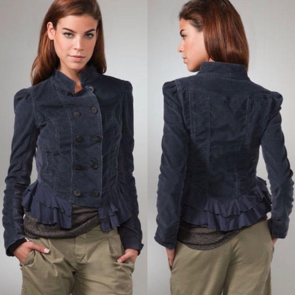 Free People Jackets & Blazers - Free People Cord Victorian Riding Jacket Navy 2